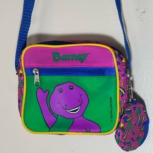 *SOLD* VTG Barney 1992 Mini Bag The Lyons Group Youth Purse Vintage Blue Purple